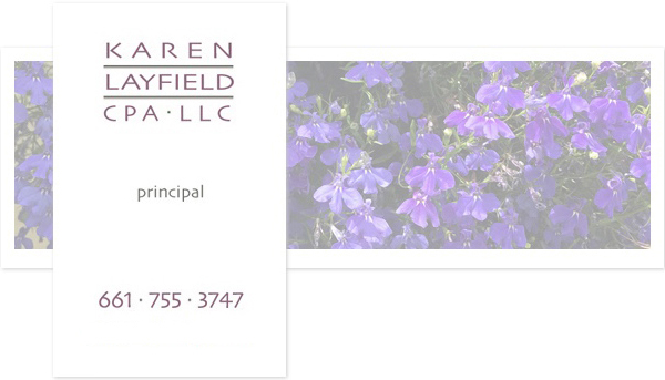 business card with lobelia flowers